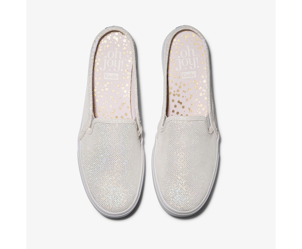 Keds Womens Mules White - Oh Joy! Double Decker Leather - 870PTDYHF